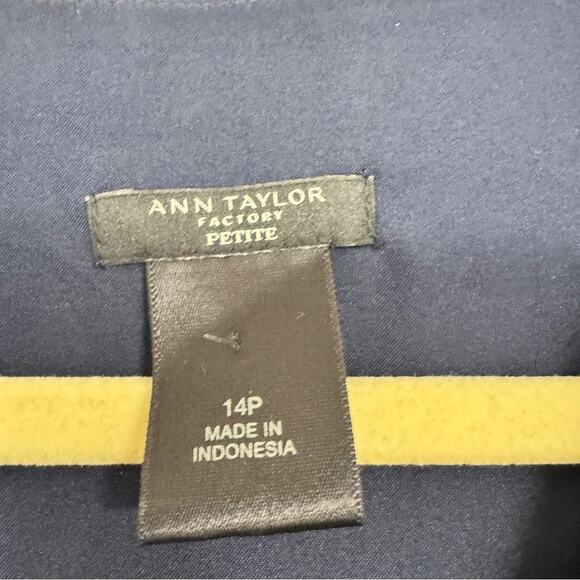 Ann Taylor Green Blue Floral Ruffled A Line Dress Womens 14P Belted Modest - Picture 4 of 9